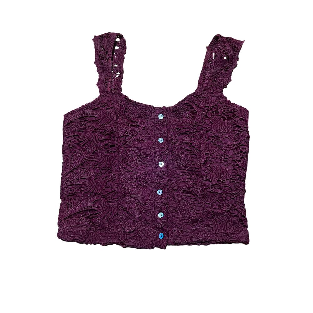 Charlotte Russe Wine Red Lace Victorian Whimsygoth Festival Crop Top | Small